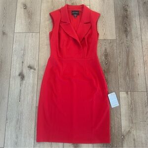 Donna Morgan Red Tuxedo Sleeveless Sheath Midi Business Office Dress Size 0 NWT